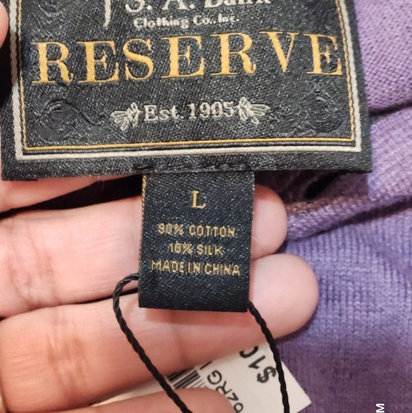 JoS. A.Bank RESERVE LONG SLEEVE 10% SILK 90% COTTON MEN'S SWEATER  L - Picture 9 of 11